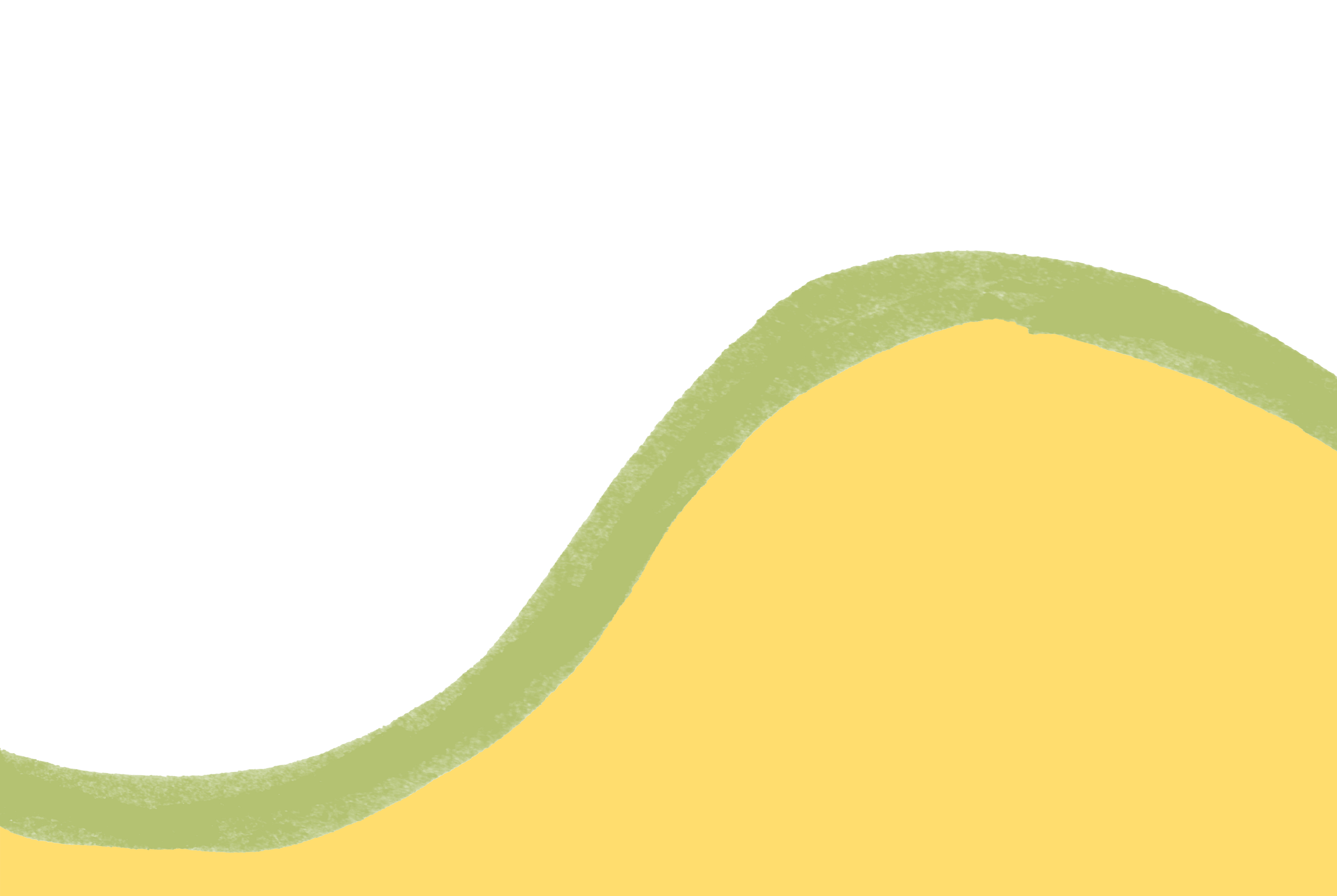 A background of a bright, warm yellow swirl crawling up like a hill.  A hand draw light olive green stroke outlines the yellow hill.